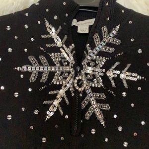 Boston proper black sequin snowflake sweater